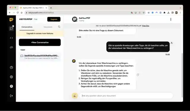 امتداد AskYourPDF يعمل على صفحة ويب