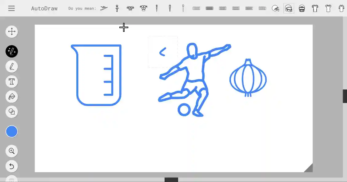 واجهة Autodraw مع شريط الاقتراحات الذكي