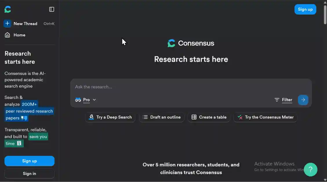 واجهة Consensus مع عرض النتائج المرئية