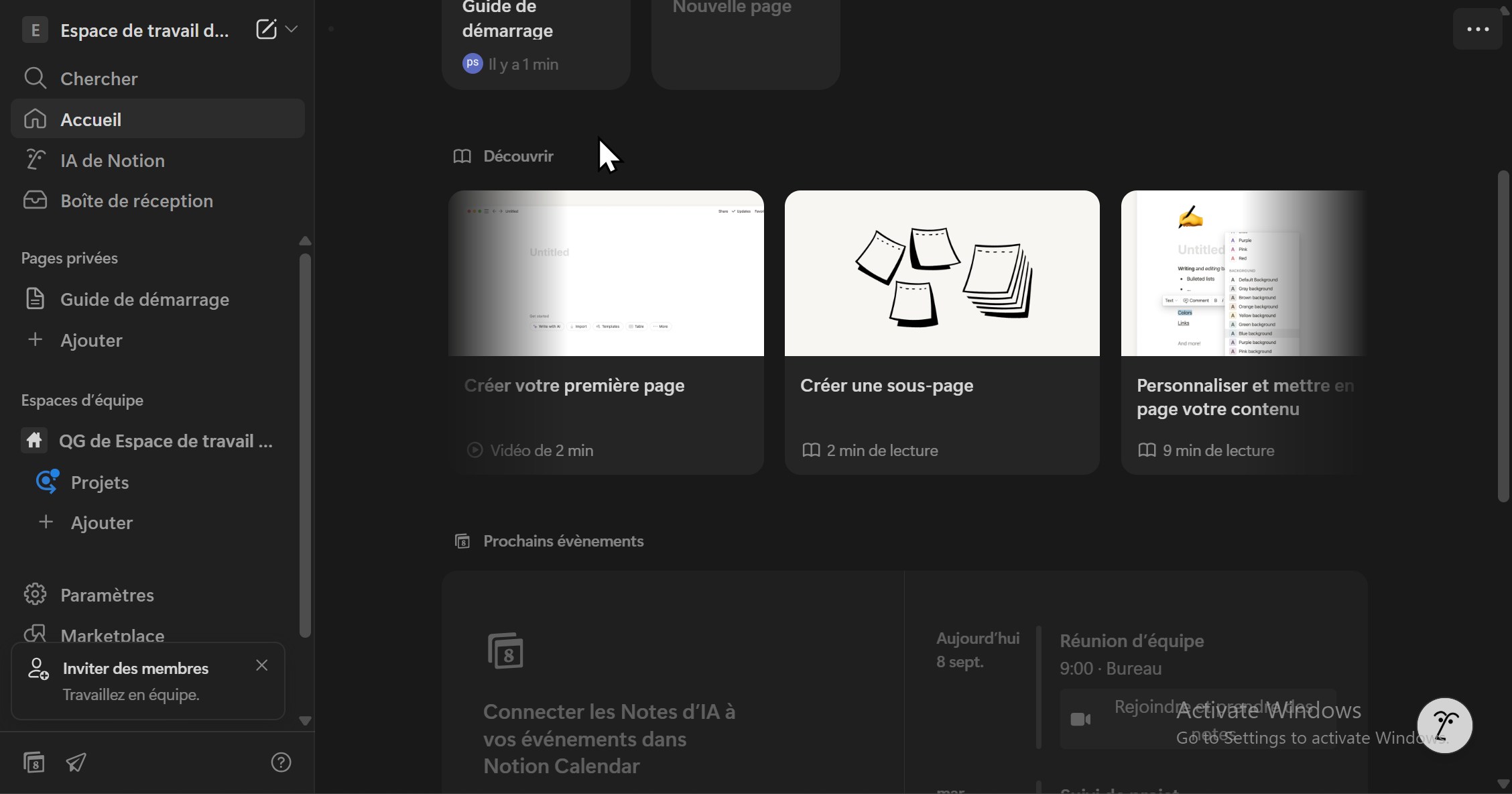 واجهة Notion AI مع القوائم الذكية